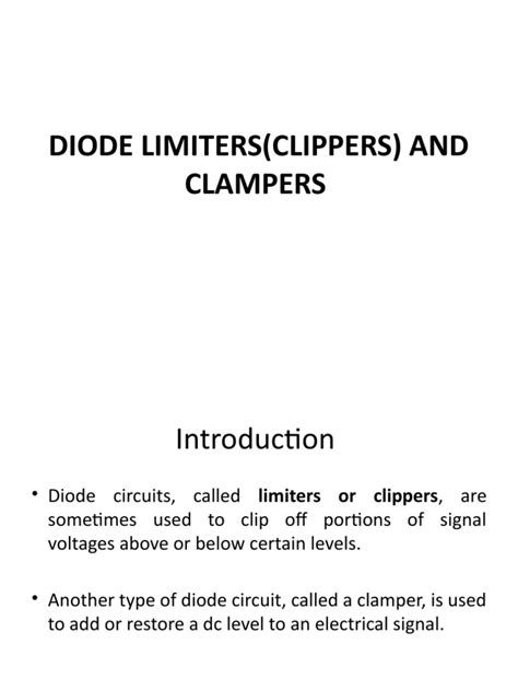 Diode Clippers And Clampers Pdf Electronic Engineering Electrical