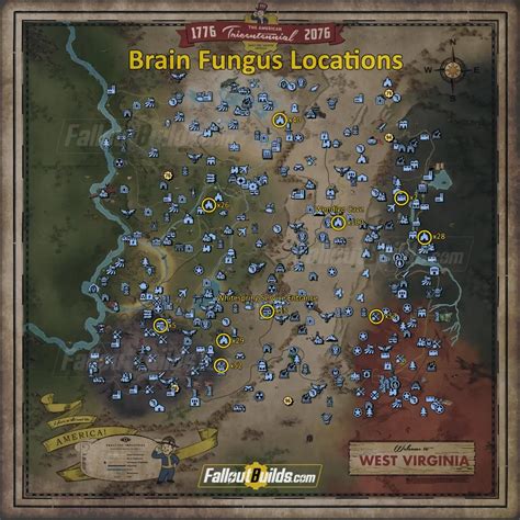 Fallout Brain Fungus Locations Map