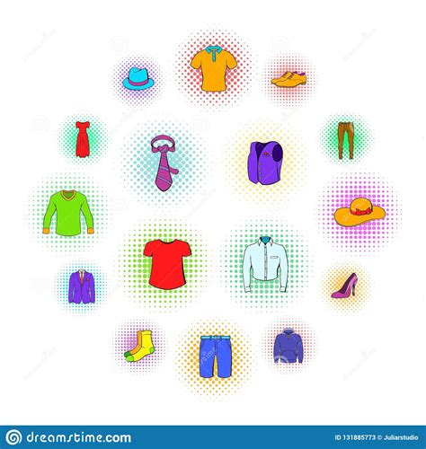 Iconos de la ropa fijados ilustración del vector Ilustración de