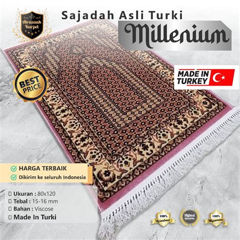 Jual Sajadah Imam Import Turki Super Millenium Tebal 80x120 Merah Muda