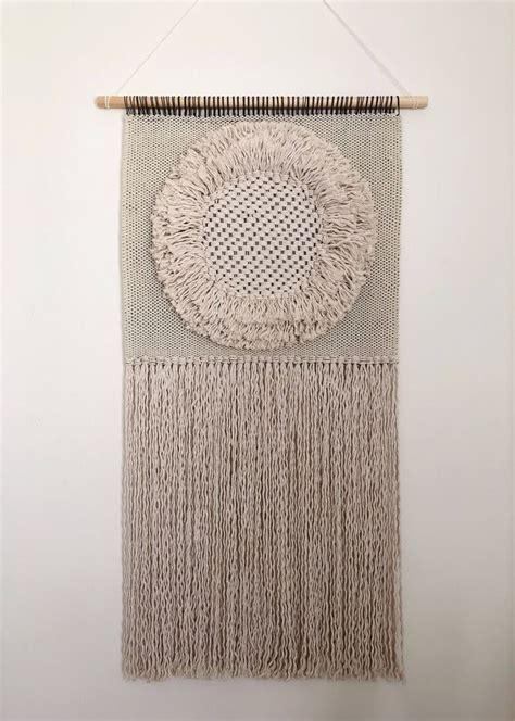 Neutral Hand Woven Wall Hanging With Circle Design Etsy UK Woven