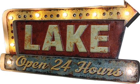 Cabin Decor - Vintage Lake LED Metal Bar Sign — The Cabin Shack