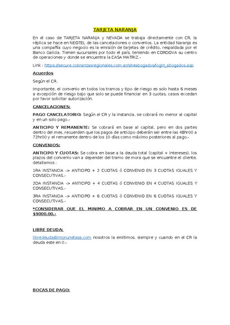 Necesito El Resumen De Tarjeta Naranja 4