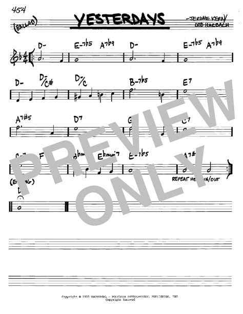 Yesterdays Sheet Music Direct