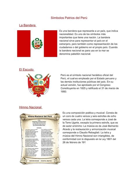 Símbolos Patrios Del Perú Simbolos patrios Simbolos Simbolos nacionales