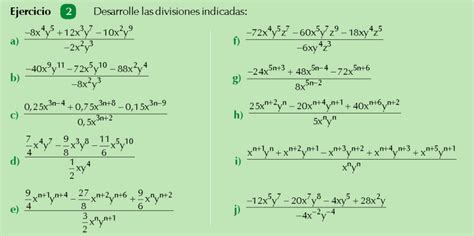 DIVISION DE UN POLINOMIO POR UN MONOMIO EJERCICIOS RESUELTOS