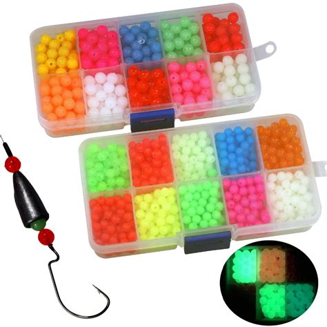 100 Pc Stellar Luminous Fishing Line Beads Round 8mm Glow Fishing Line