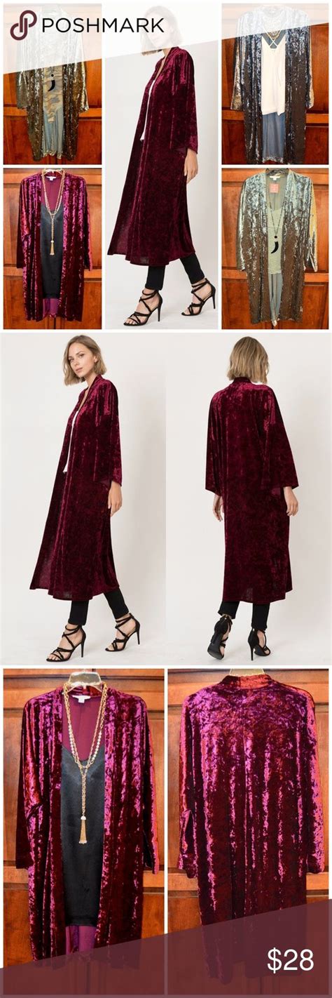 Longline Crushed Velvet Kimono Duster Colors S L Velvet Kimono