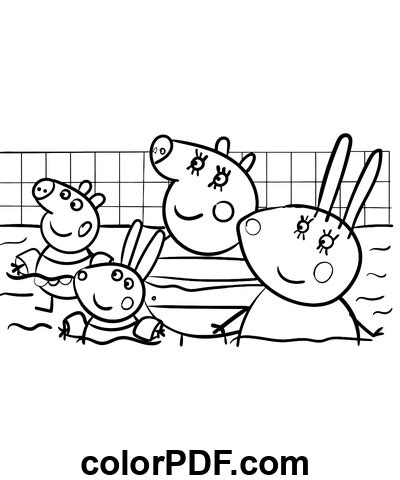 Peppa Pig Swimming Pool – Coloring Pages and Books in PDF