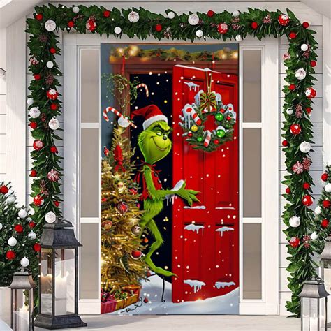 6 X 3 Ft Christmas Green Monster Door Decorations Christmas Door Cover For Front Door