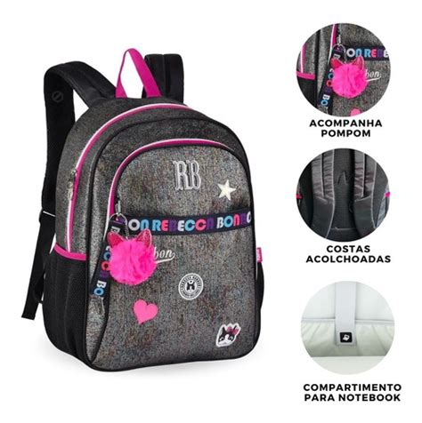 Mochila Escolar Feminina Rb Rebecca Bonbon Metalizada Parcelamento