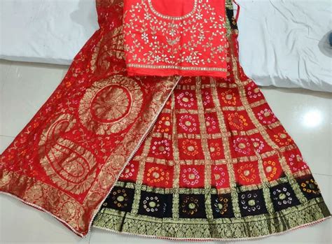 Pure Banarasi Bandhej Ghatchola Silk Lehenga Chunni Set Nr Kml At Rs