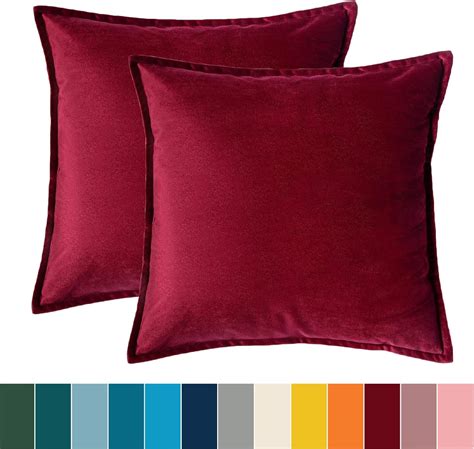 Bedsure Housse De Coussin 50x50 Cm En Velours Doux Rouge Lot De 2