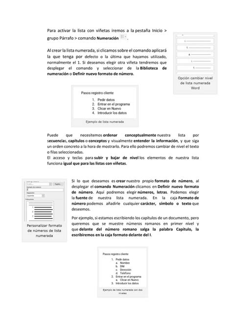 Listas Numeradas Y Listas Con Vi Etas En Word Pdf