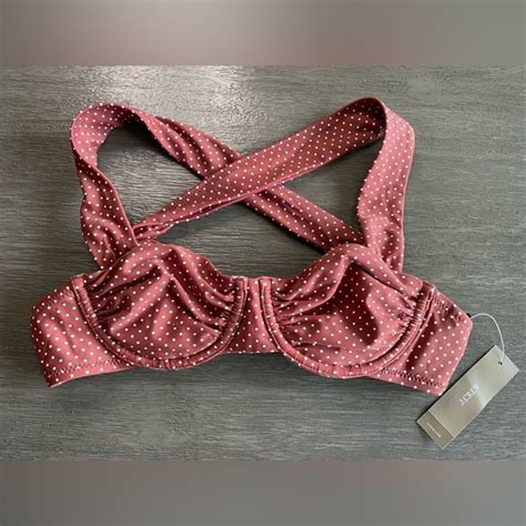 J Crew Swim Nwt J Crew Bikini In Polka Dot Sable Brown White Tie Back A Poshmark