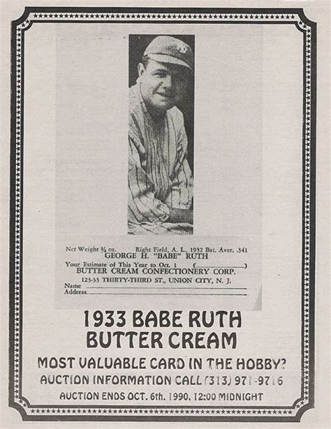 R Butter Cream Confectionery Babe Ruth Newly Discovered