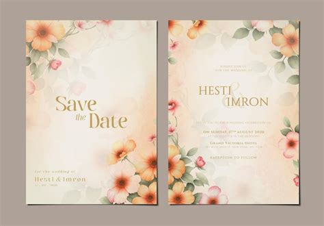 Premium Psd Psd Double Sided Wedding Invitation Template With Flower