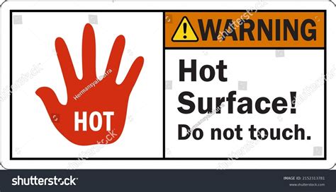 Warning Safety Label Hot Surface Do Stock Vector Royalty Free Shutterstock