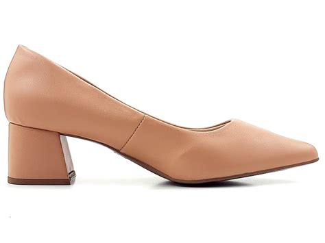 Scarpin Cs Nude Cl Ssico Salto Bloco Cm Bico Fino Ceci Cal Ados Atacado De Cal Ados