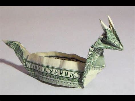 dollar origami dragon boat (instruction), money origami, $1 bill ...