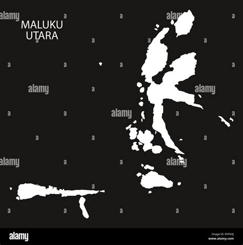 Maluku Utara Indonesia Map Black Inverted Silhouette Illustration Shape