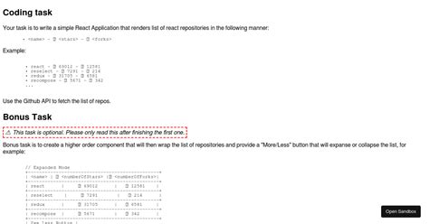 React Interview Task Master Codesandbox