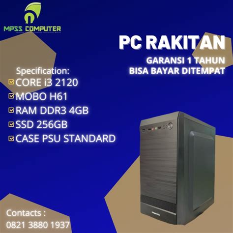 Jual Pc Komputer Rakitan Core I Ram Gb Ssd Gb Casing Psu