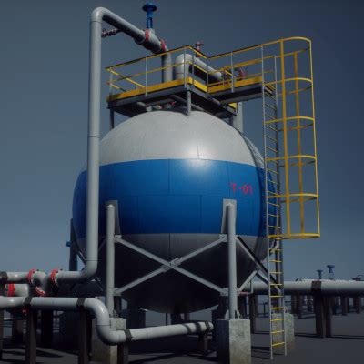 Industrial Spherical Tank PBR Game Ready 3D Model By YuriBarinov