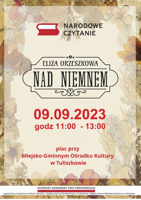 Narodowe Czytanie Nad Niemnem 2023 Miejsko Gminna Biblioteka W