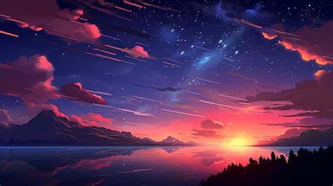 Premium Photo | Beautiful Pixel Art Star Sky at Sunset Time