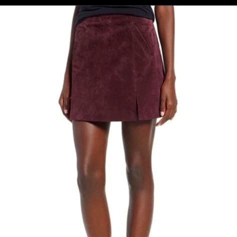 Blank Nyc Purple Suede Front Side Split Mini Skirt Gem