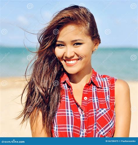 Beautiful Young Happy Woman Smiling Close Up Stock Image Image Of