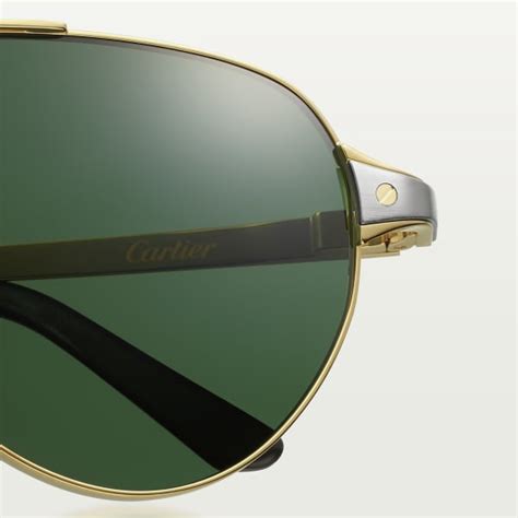 Cresw Santos De Cartier Sunglasses Smooth And Brushed Golden