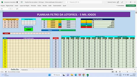 Planilha Filtro Para A Lotof Cil Planilhas Lot Ricas