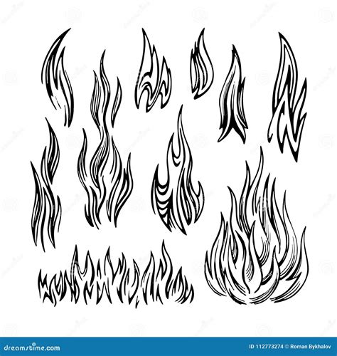 Fire Sketch Icon Set. Cartoon Vector | CartoonDealer.com #76481409