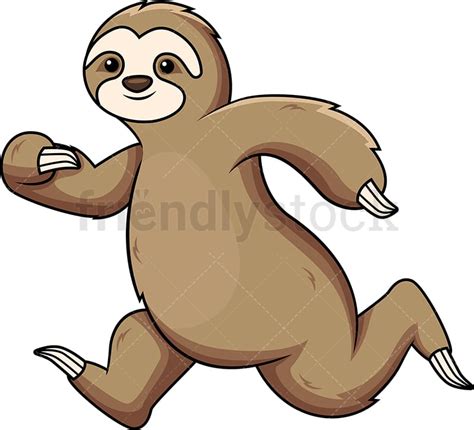 Sloth Running Cartoon Clipart Vector - FriendlyStock