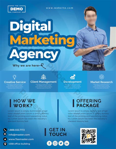 Blue Corporate Digital Marketing Agency Flyer Leaflet Design Template ...