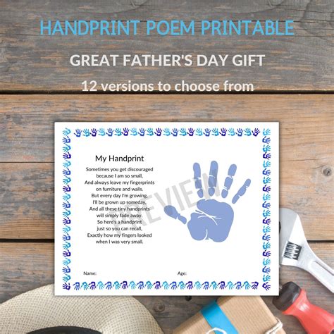 Handprint Poem Printable Father S Day T Preschool Graduation Artofit