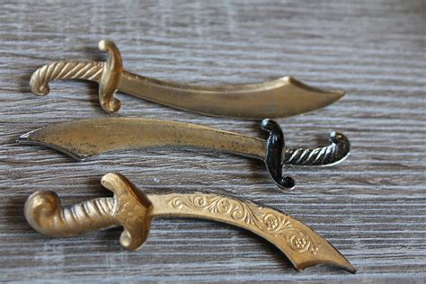 Vintage Style Scimitar Sword Charms With Aged Copper Bronze Silver