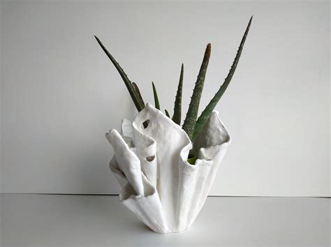 Large Aloe Vera Pot Modern White Planter Handmade Unique Etsy