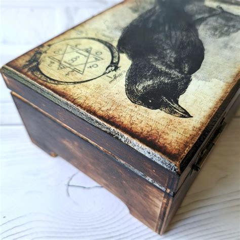 Personalisierte H Lzerne Erinnerungsbox Tarot Kartenbox Raven Tarot