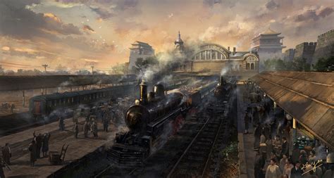 ArtStation - Train station during the republican period in BeiJing,CHINA