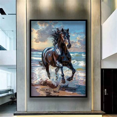 Black Horse Art, Black Horse Painting , Horse Art, Horse Design Art ...