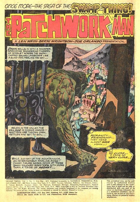 Swamp Thing Feb Mar Vf Wein Wrightson St Patchwork Man