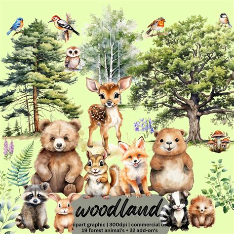 Watercolor Woodland Animals Clipart, Forest Animals Png, Woodland ...