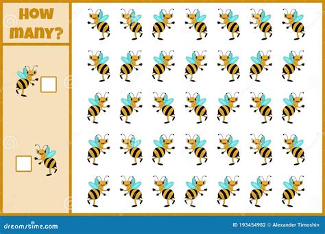 Educational Mathematical Game Count The Number Of Bees Count How Many