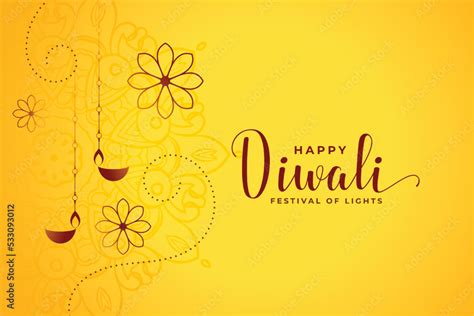 happy deepavali background with lantern and floral design Stock Vector ...