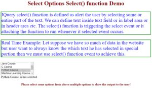 jquery select   select function work  jquery