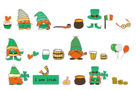 Personajes Del D A De San Patricio Gnomos Y Ollas De Cerveza Vector