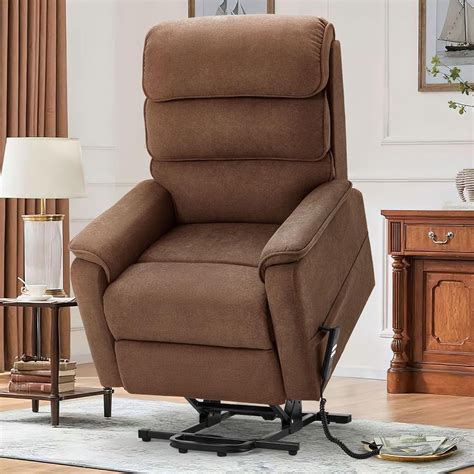 Danrelax Heated Massage Electric Power Recliner Lift Chair Dual Motor Fabric Brown